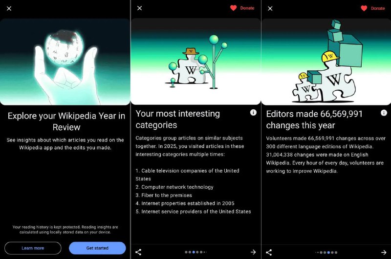 维基百科推出2025年度回顾显然，维基媒体基金会希望这能促使更多的下载