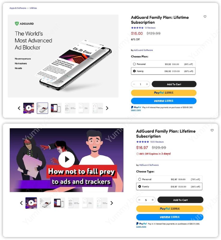 一年一度的AdGuard 打折又来了，终身九设备仅需 $16 约为117元！Stacksocial 打折如期而至，今年无需填写优惠码，直接就是$16.下单支付后，可以在 已购商品 中查看兑换码以及激活流程