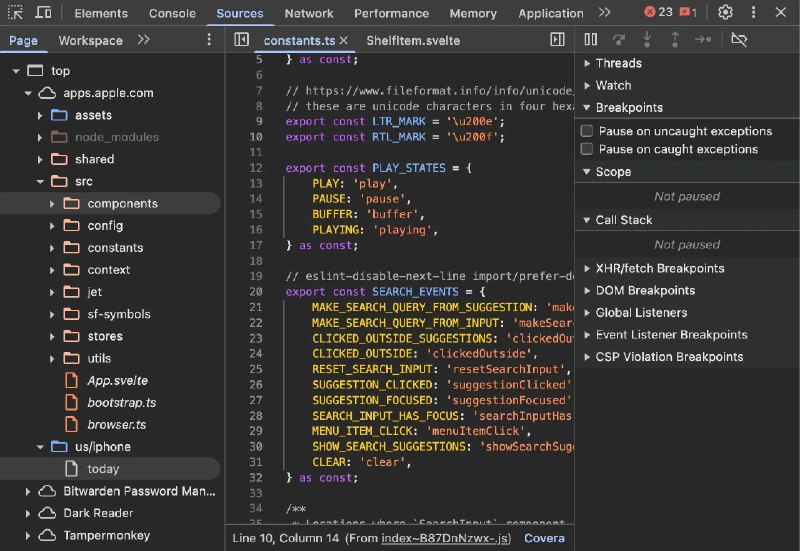 Apple 意外泄露了新版网页端App Store源代码据 GitHub 用户 rxliuli 透露，苹果在新版本的 App Store 中意外启用了sourcemaps（源映射），导致他们可以直接从生产环境下载苹果的完整前端代码