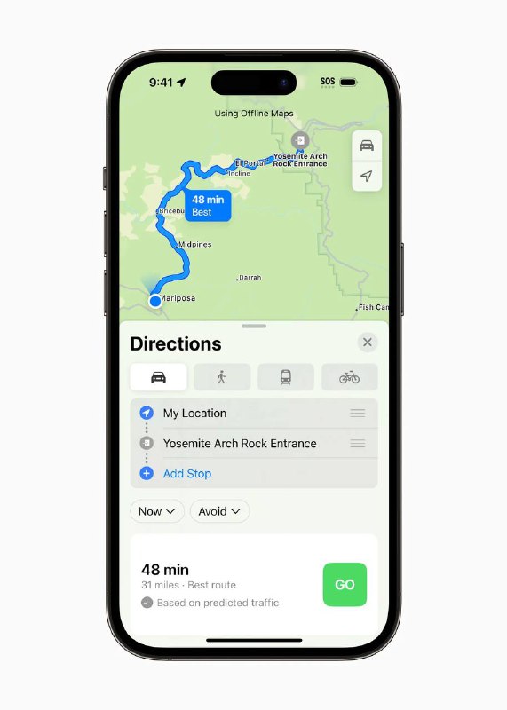 iOS 17的Apple Maps将支持离线地图导航离线地图将能够显示附近的地点和您的预计到达时间，以及驾驶、步行、骑自行车和公共交通的路线