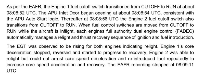 调查人员发布了关于印航 AI171 坠机事件的初步报告8:08:39：飞机起飞8:08:42：「燃油截止开关」从