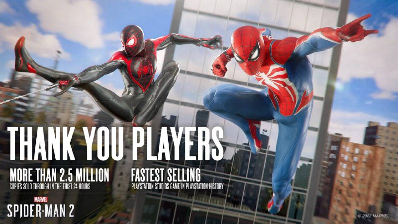 一天狂卖 250 万份，Spider-Man 2 成为卖得最快的 PlayStation 游戏PlayStation 在周一宣布，由其子公司 Insomniac Games 开发的 Spider-Man 2 在推出后的首 24 小时内，成为 PlayStation Studios 销售最快的游戏，单日售出超过 250 万份