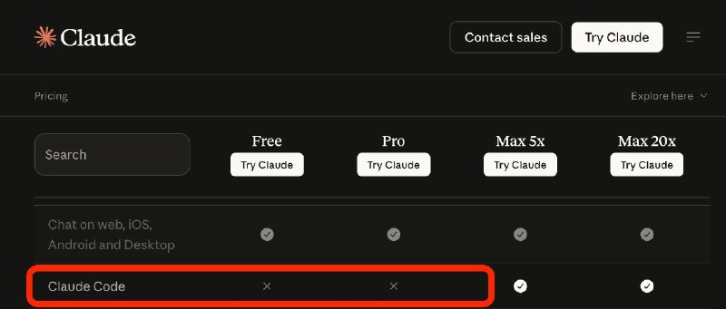 Claude a/b测，Pro 计划不再支持Claude CodeClaude 负责人称，这只是对约 2% 的新注册Pro用户”的一次小范围测试，不影响现有用户