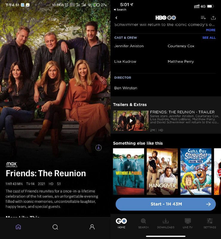 #HBO #老友记Friends特辑已上线HBO Max和HBO GO，片长1小时43分钟.
