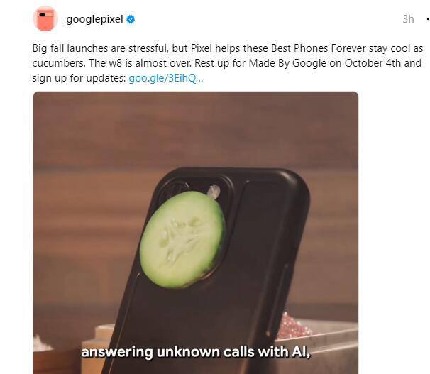 Google在社交媒体发视频暗示，Pixel 8将拥有一些iPhone不具备的功能，比如让旧照片模糊、用人工智能（AI）技术接听未知来电、实时翻译短信