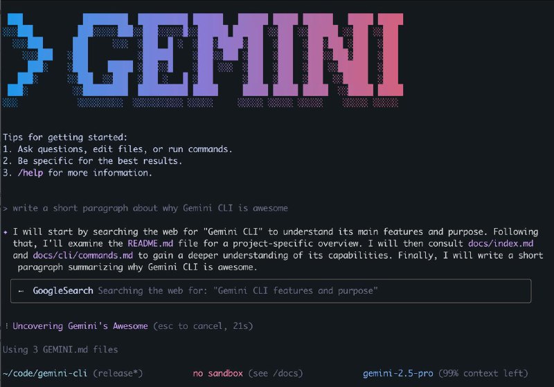 Google在GitHub 开源Gemini CLI通过终端命令行使用Gemini快速开始：1. 前提条件：确保你已经安装了版本为 18 或更高的 Node.js
