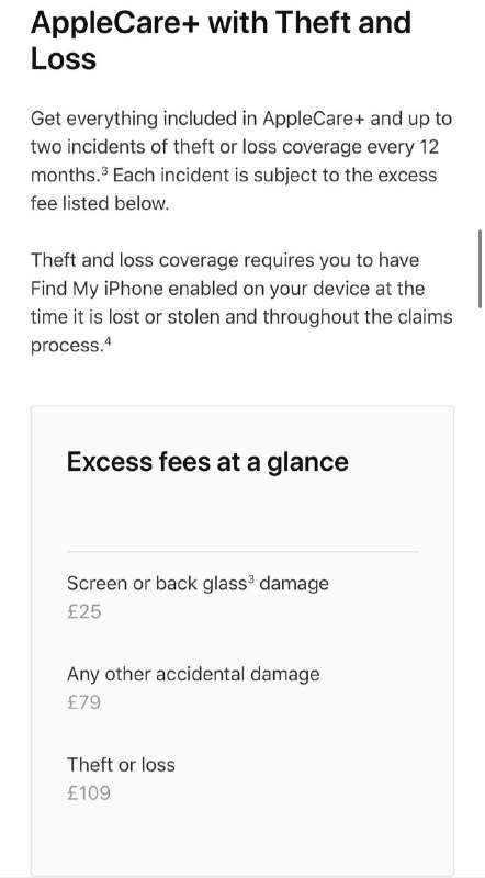 苹果在英国和澳大利亚的Apple Care+服务保障范围新增了 被盗和遗失，换新价格为109英镑